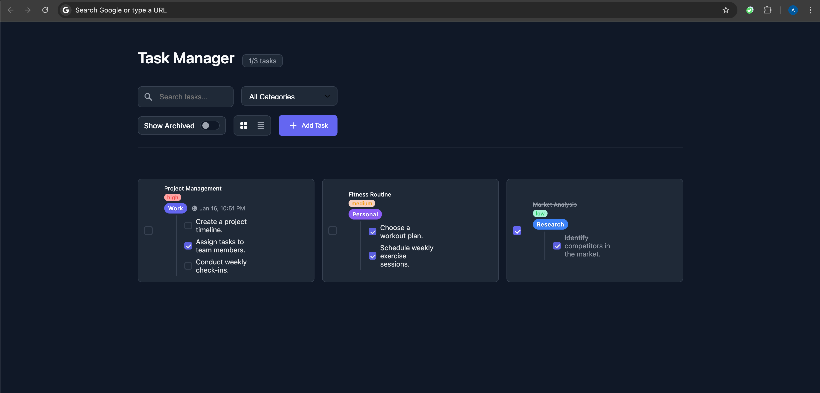 Task Scheduler main interface